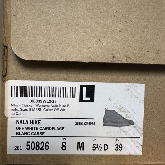 CLARKS ORIGINAL WOMEN'S 8 NALA HIKE OFF WHITE CAMO ANKLE BOOTS VIBRAM - Picture 5 of 5